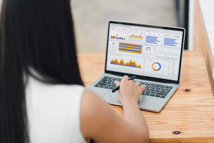 A woman looking at the acquired data