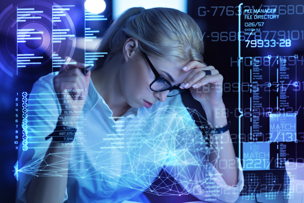 Visual metaphor of AI privacy risks, showing a hacker figure escaping from a laptop with stolen data, highlighting the need for strong data protection and cybersecurity.